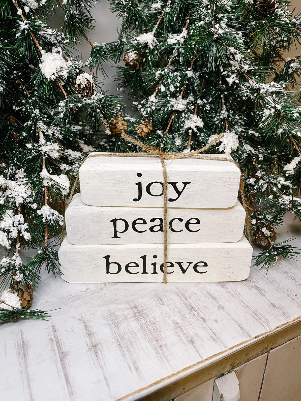 Joy Peace Believe Stack Block Set