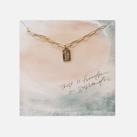 Rest in Him Mini Tag Necklace